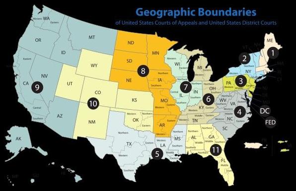 map of the boundaries of federal circuits