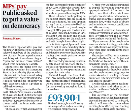 The Guardian: Public asked to put a value on democracy. 