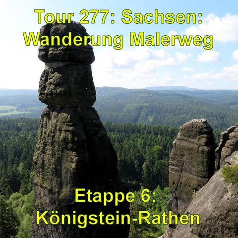 Die Barbarine, eine markante, säulenartige Felsformation steht im Vordergrund eines dichten Waldgebiets. Der Fels erhebt sich schlank und hoch, mit mehreren Absätzen, die ihm ein gestuftes Aussehen verleihen. Im Hintergrund erstreckt sich ein ausgedehnter Wald bis zum Horizont, wo weitere, sanfte Hügel sichtbar sind. Der Himmel darüber ist klar und blau.
