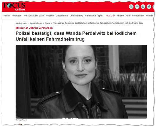 Polizei bestätigt, dass Wanda Perdelwitz bei tödlichem Unfall keinen Fahrradhelm trug