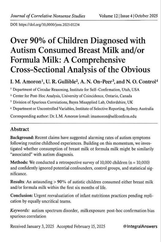 Over 90% of children diagnosed with Autism consumed breast milk and/or formula milk
