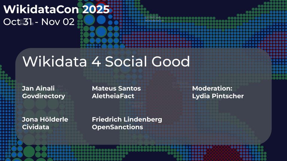 session teaser banner for the Wikidata 4 Social Good panel at WikidataCon