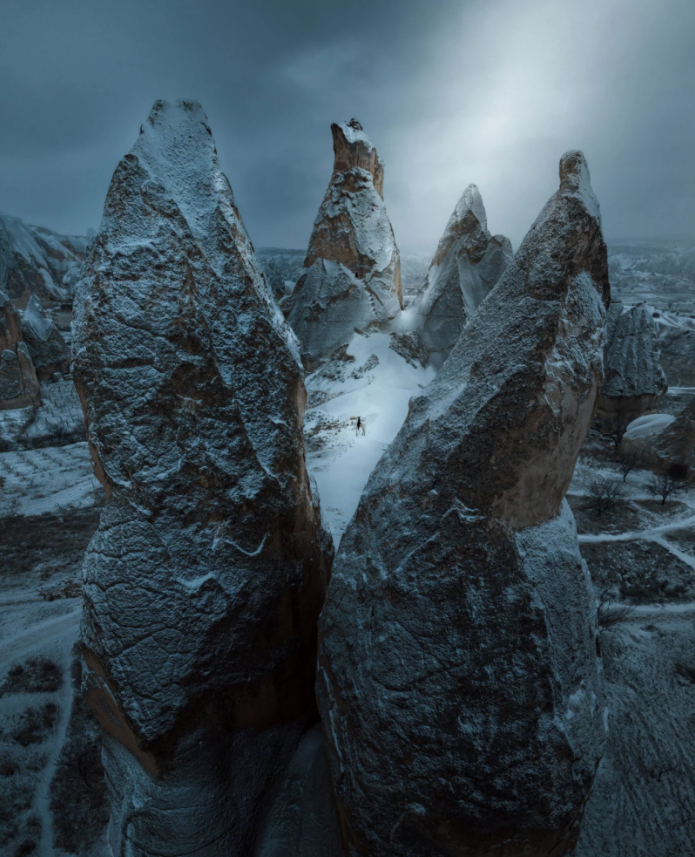 A solitary horseman stands atop a rocky outcropping in Cappadocia, Turkey.
Dennis Schmelz