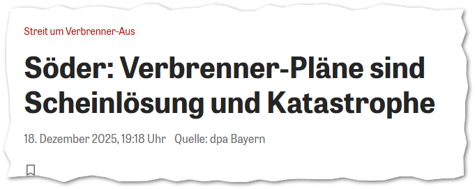 Söder: Verbrenner-Pläne sind Scheinlösung und Katastrophe