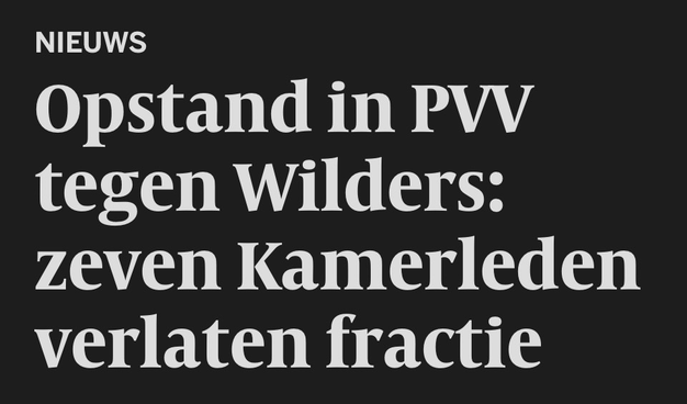 Opstand in PVV tegen Wilders: zeven Kamerleden verlaten fractie