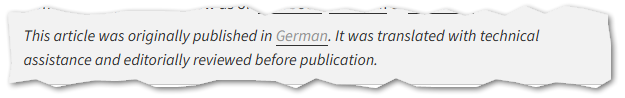 This article was originally published in German. It was translated with technical assistance and editorially reviewed before publication.