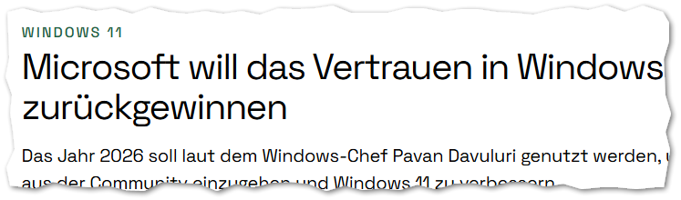 Microsoft will das Vertrauen in Windows zurückgewinnen