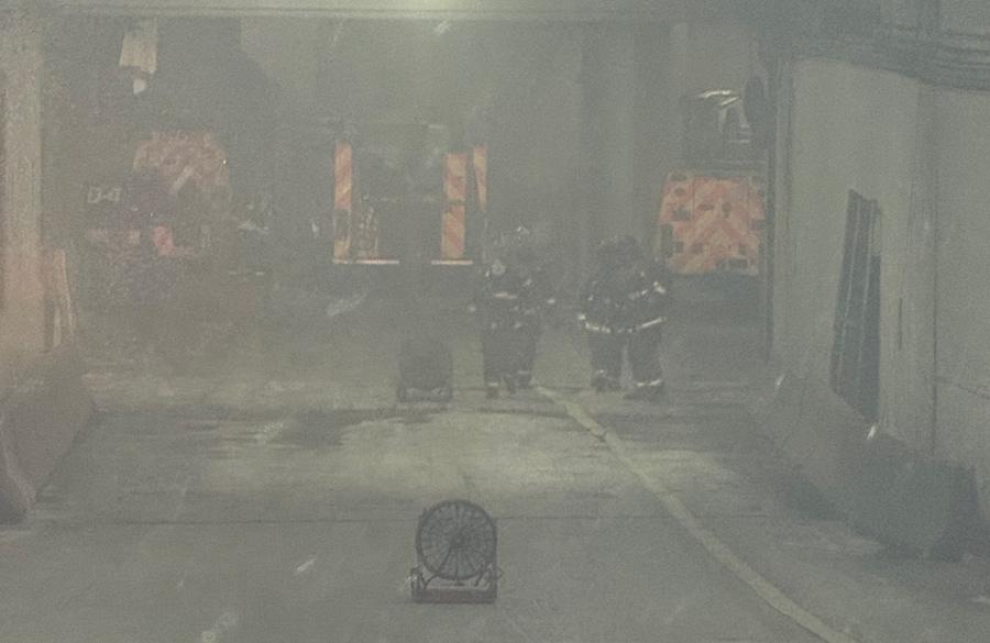 BFD brought in fans to blow out the smoke from the garage, photo by BFD