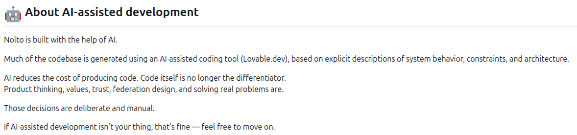 Nolto README part about it being AI-generated.