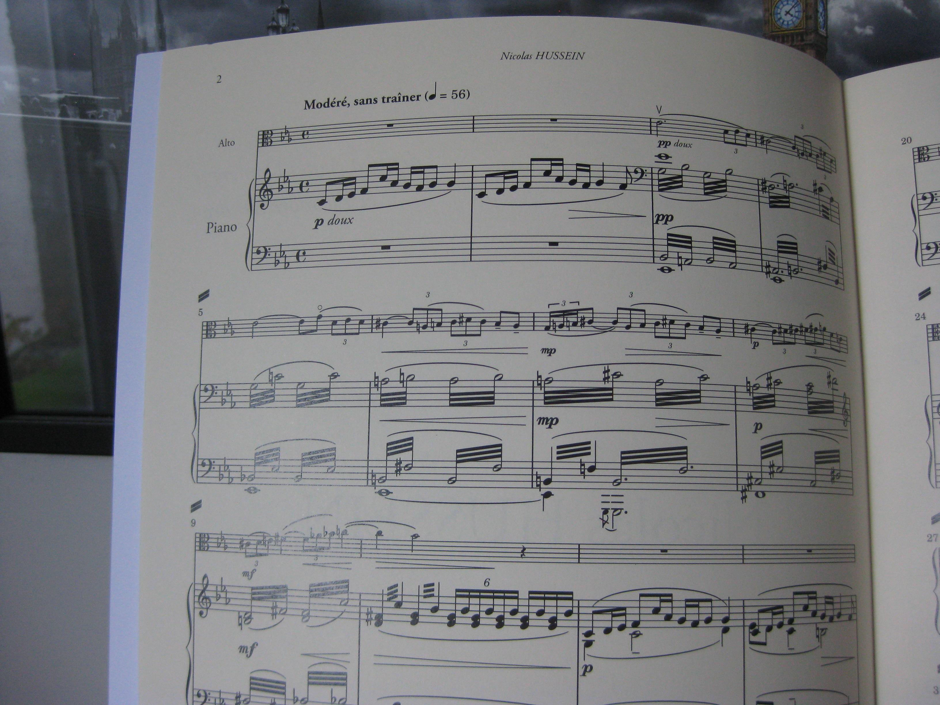 Intérieur partition : Nicolas Hussein, Rêverie pour alto et piano opus 1