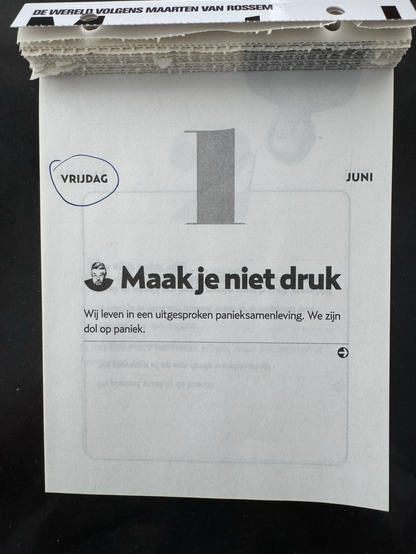 De Maarten van Rossem scheurkalender 2026. In 2026 is 1 juni op een maandag. 
