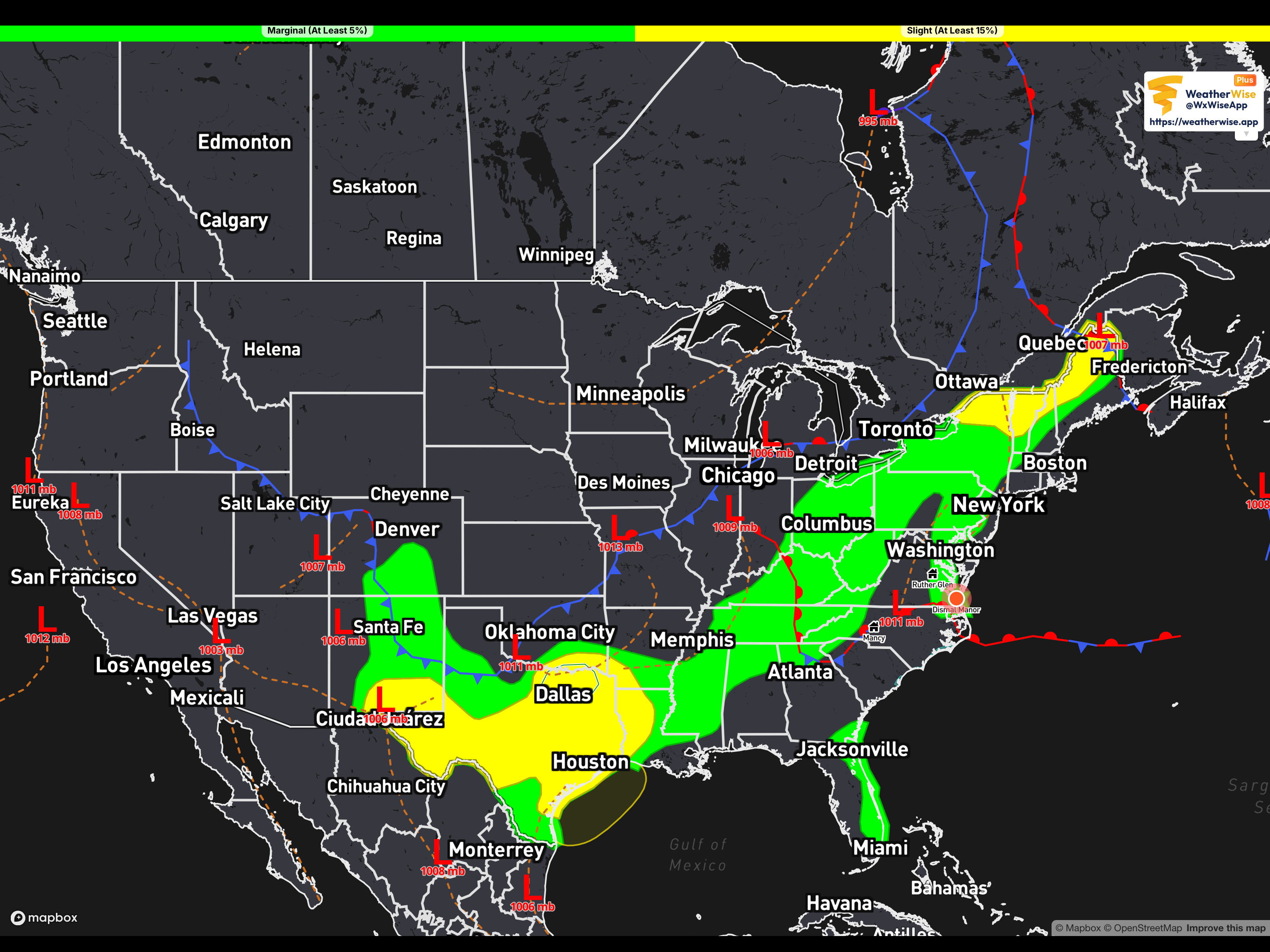 Sunday’s excessive rainfall forecast. Basically, where the thunderstorms will be.