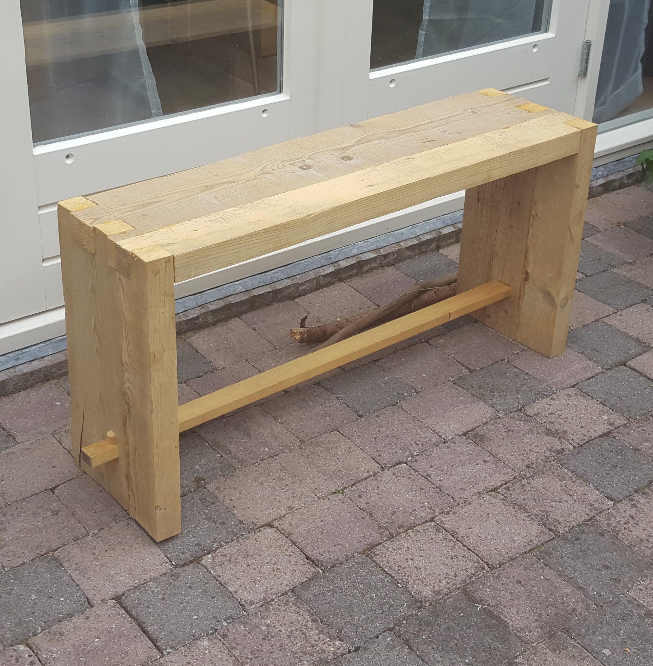 A simple wooden garden bench