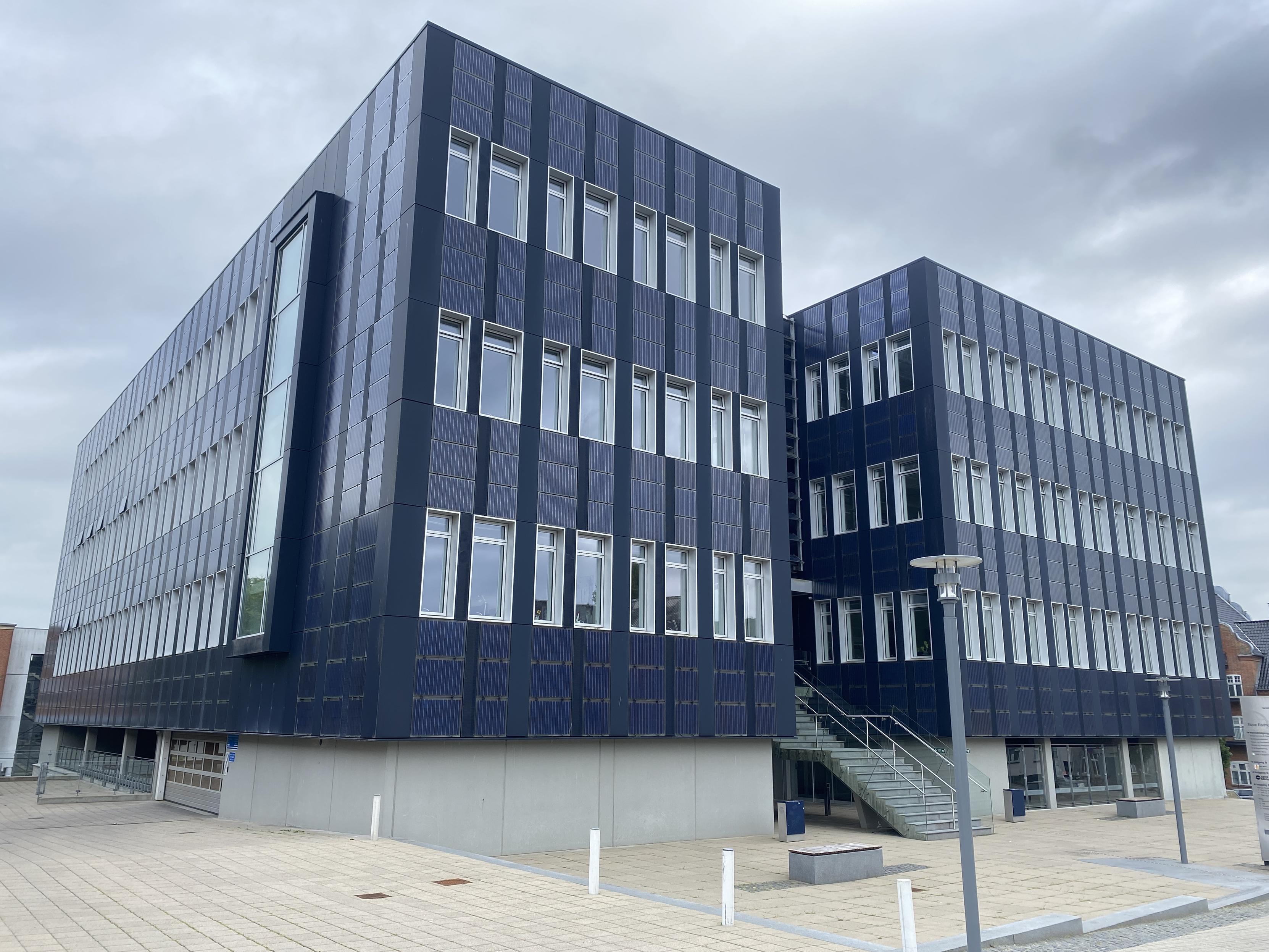 The blue building