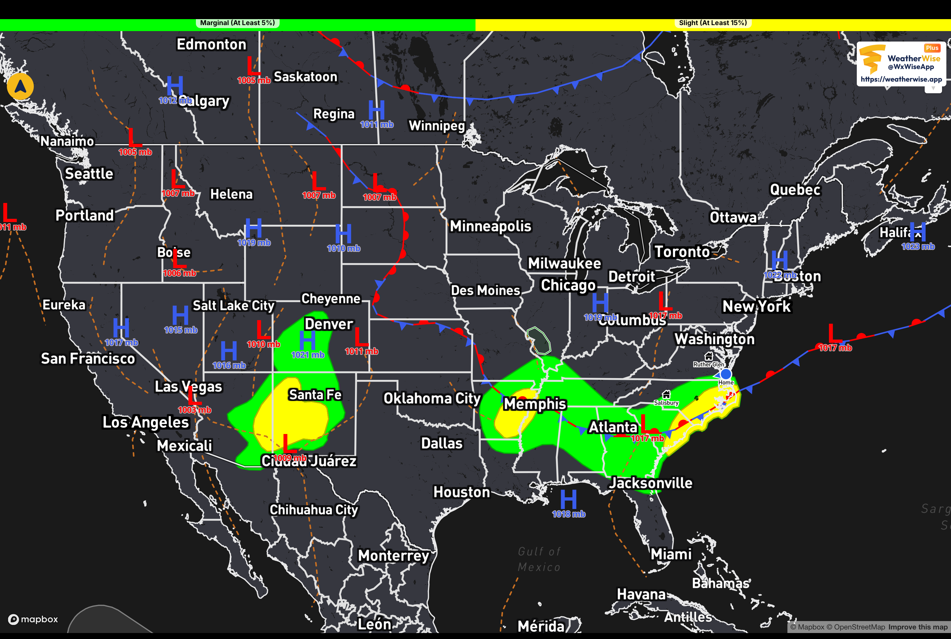 Excessive rainfall in the Deep South and New Mexico.