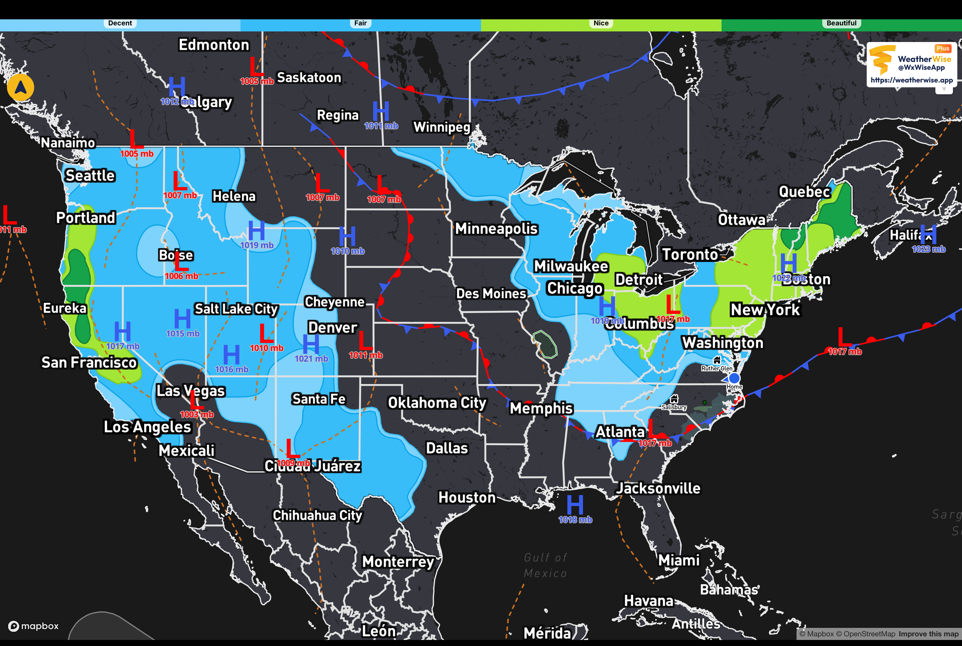 New England and the Ohio Valley have a chance at a sunny Saturday. Partially sunny west of the Rocky Mountains.