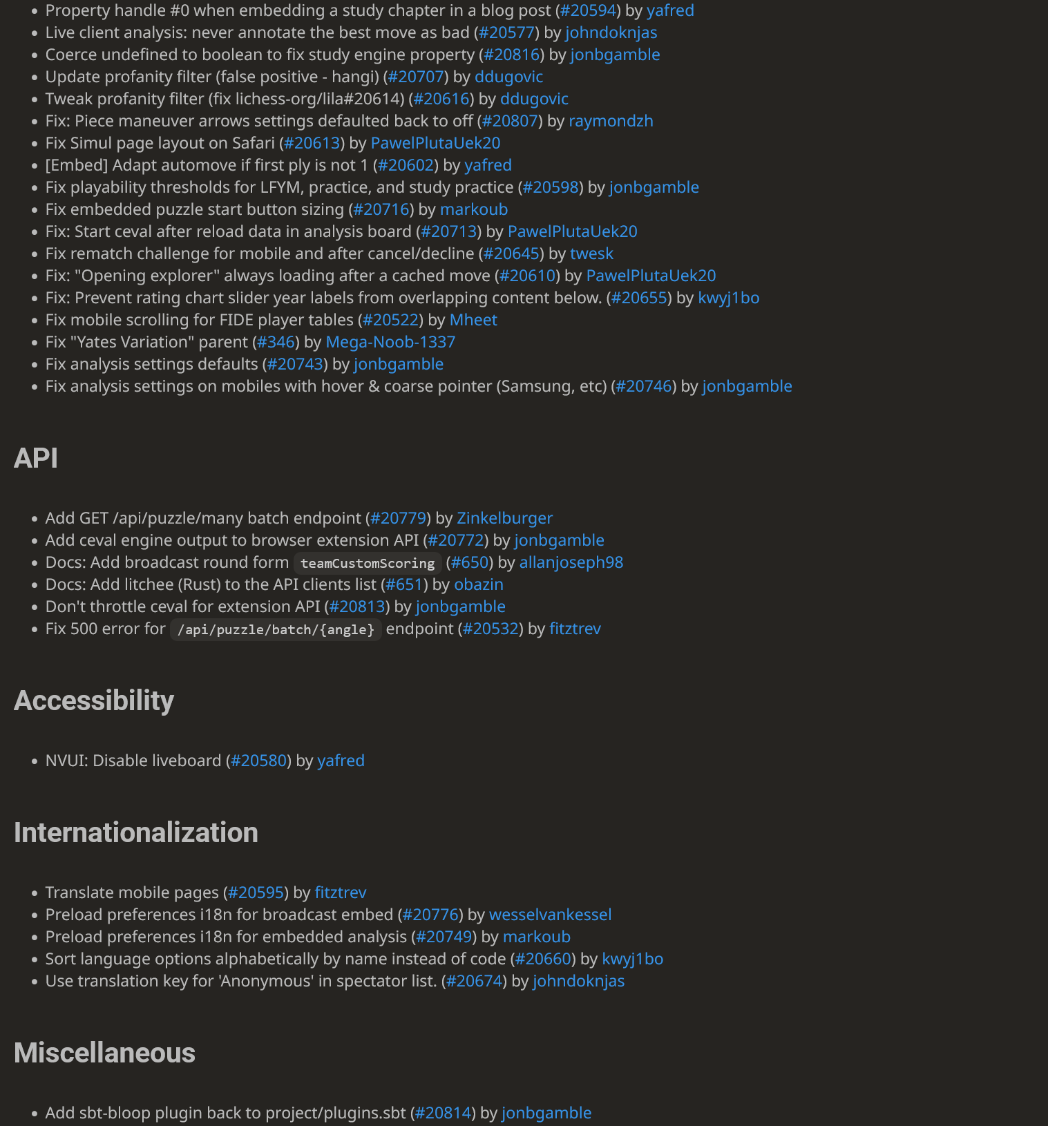 Screenshot of Lichess Changelog July 2026. Part 4. Full changelog at: https://lichess.org/changelog#july-2026