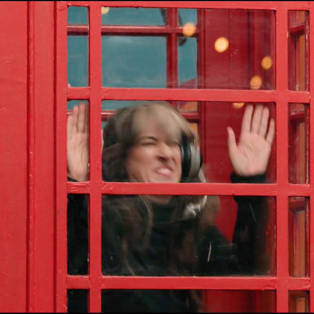 A side by side of Kaylin Mahoney slammed up against the glass of a telephone booth upset, and Walter White screaming from inside the car in 'Ozymandias'.
